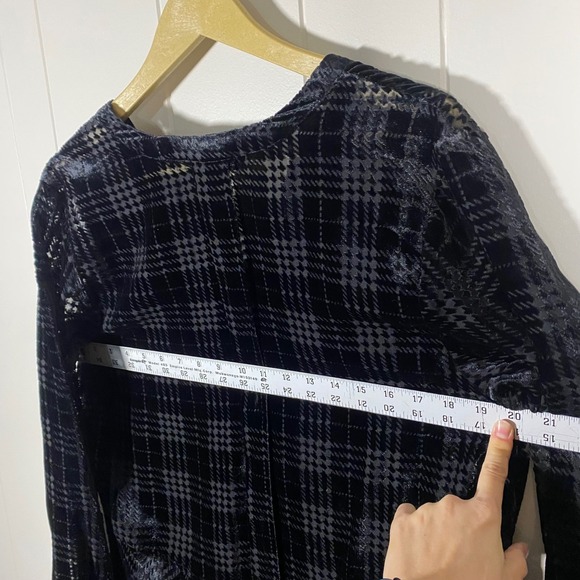 NWT Democracy Black Velvet Houndstooth Burnout Sheer‎ Button Up Shirt M Goth - Picture 11 of 16